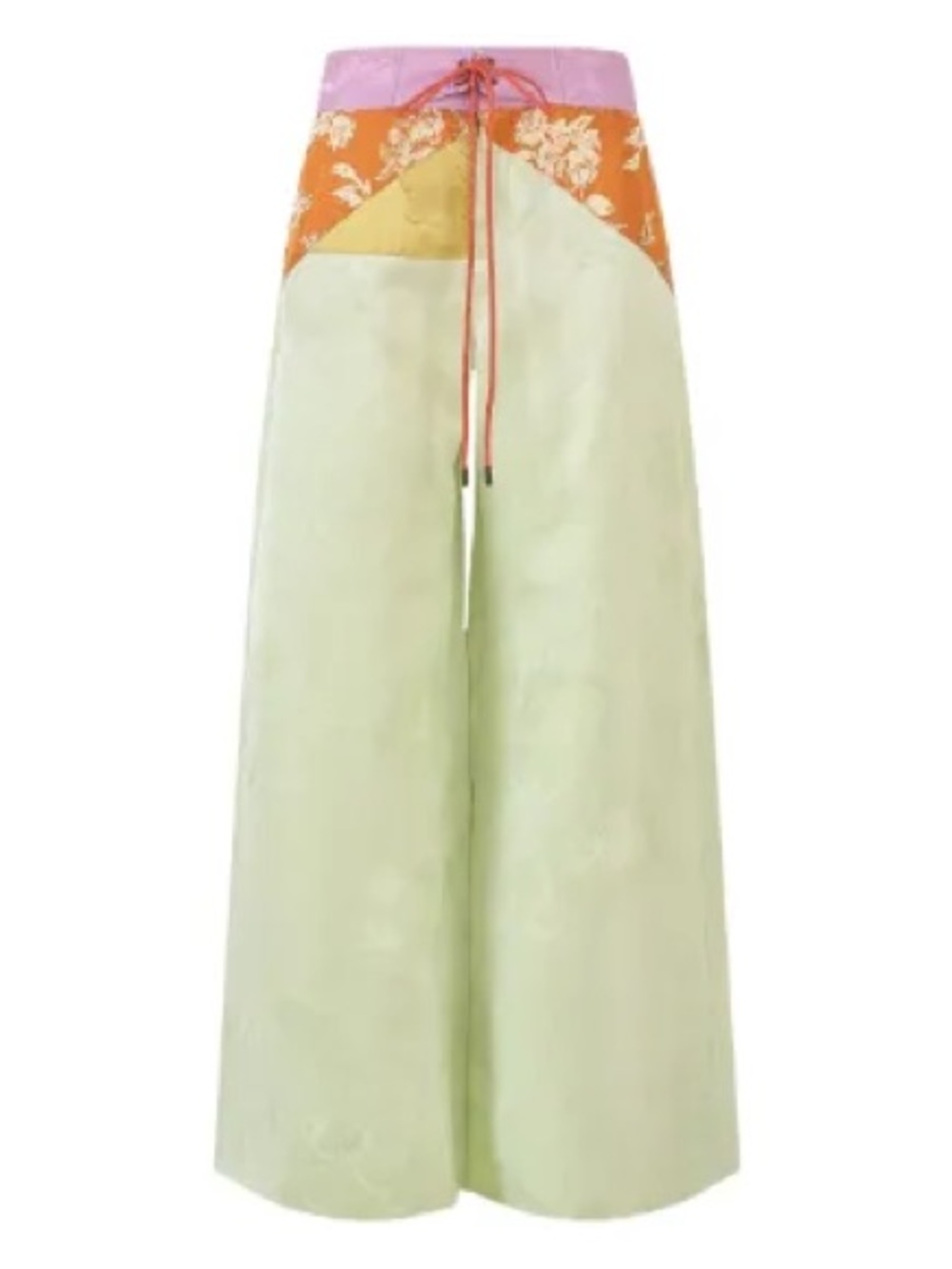 ROSIE ASSOULINE - Wide-Leg Pants in Light Green with orange - Size 2